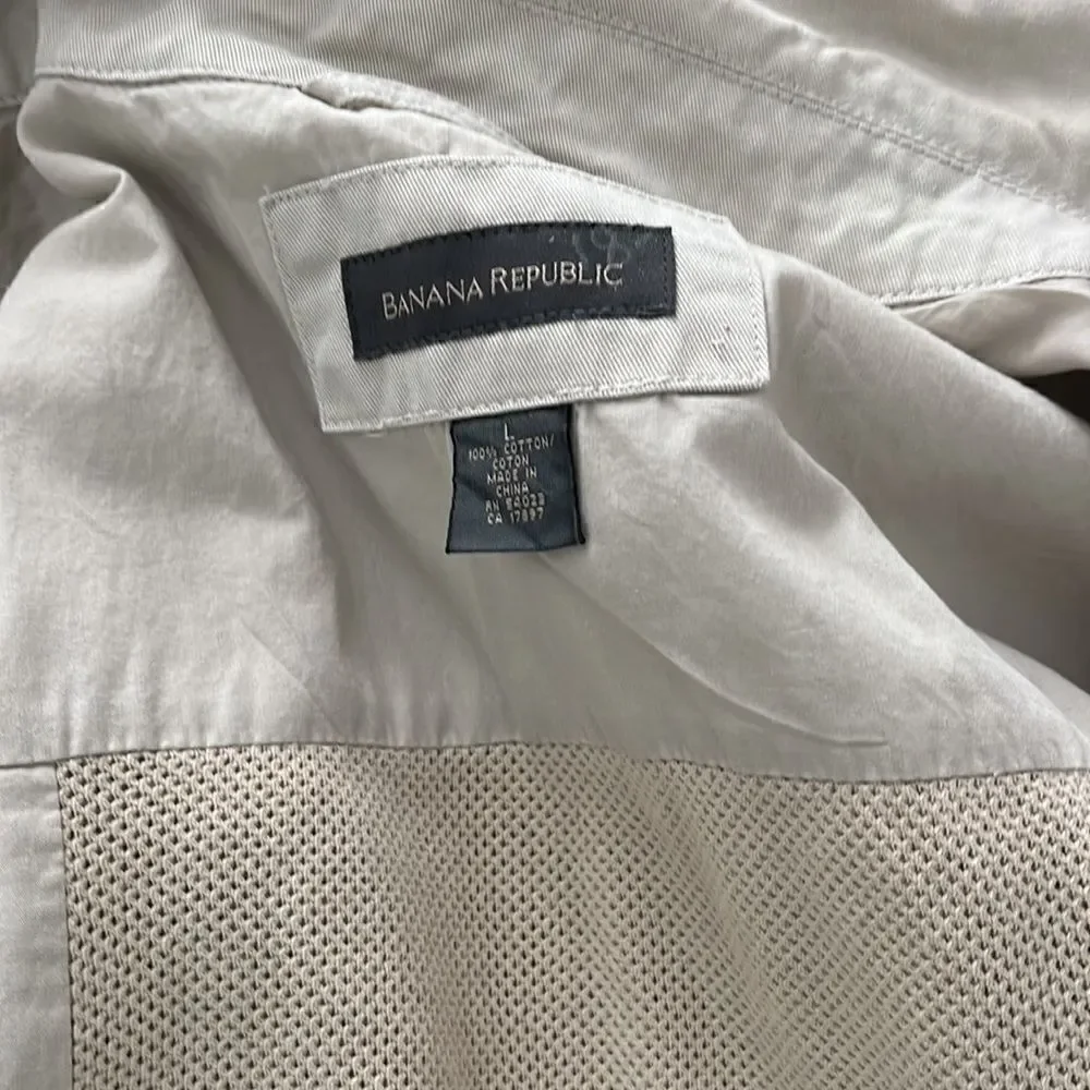 BANANA REPUBLIC Cotton Hooded Convertible Cargo Safari travel paparazzi Jacket-L